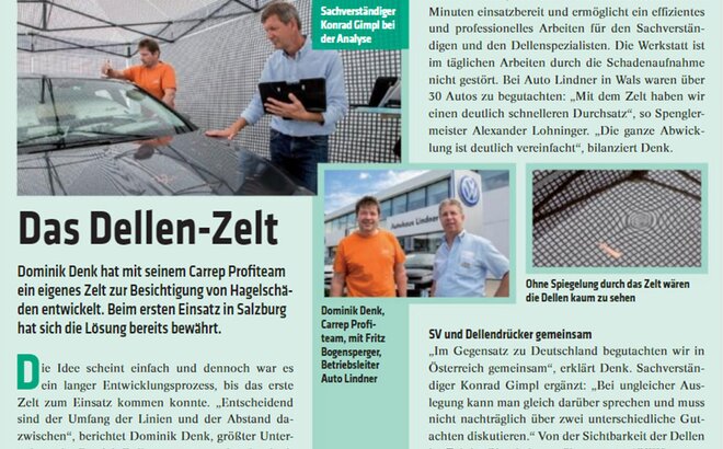 Grüner Zeitungsartikel über das Dellen-Zelt.