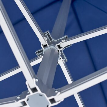 The protective glides are demonstrated as a feature of our heavy-duty tent frames. 