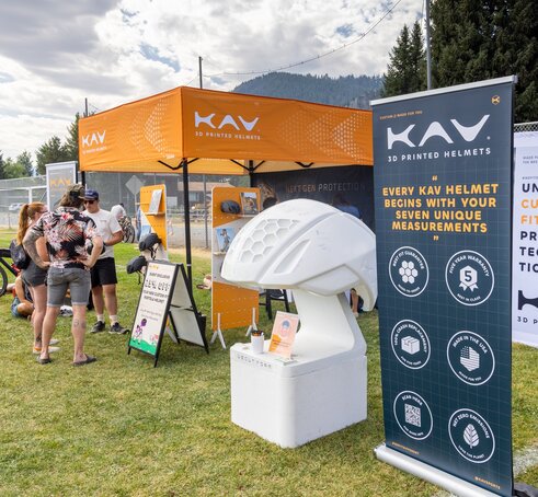 Full Dye Sublimation Printed 10x10ft Square Mastertent set up for Bicycle Helmet Company at outdoor event