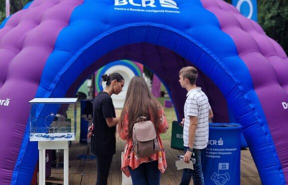 Branded Mastertent MS5 inflatable being used as an event shelter. 