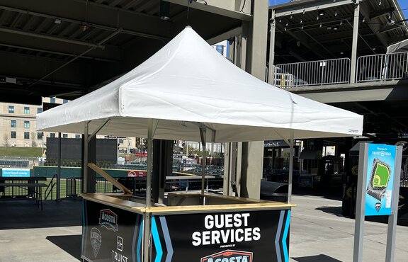 Charlotte Knights Baseball team guest services pavilion. 