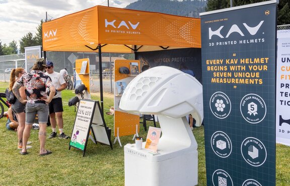 Full Dye Sublimation Printed 10x10ft Square Mastertent set up for Bicycle Helmet Company at outdoor event