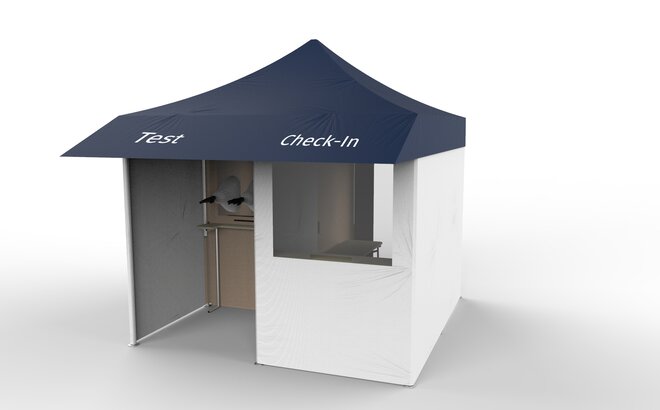 Covid-19 Teststation 3x3 m Zelt mit Vordach von Mastertent