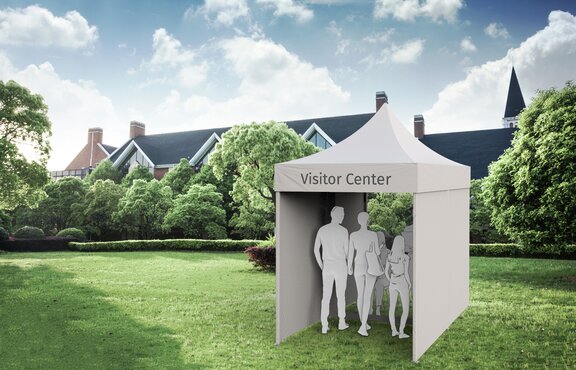 Das mobile Besucherzentrum. Somit sind Besuche im Altersheim wieder erlaubt. 