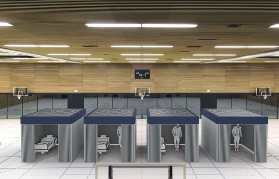 Mobile Patientenräume zum Schutz und abtrennen.