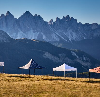 4 gazebos with different roof forms are located at the Plose mountain. 