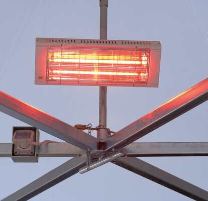 Pavilion radiant heater 1,500 W, 250 V, 50HZ - mounted at the roof of the pavilion. 