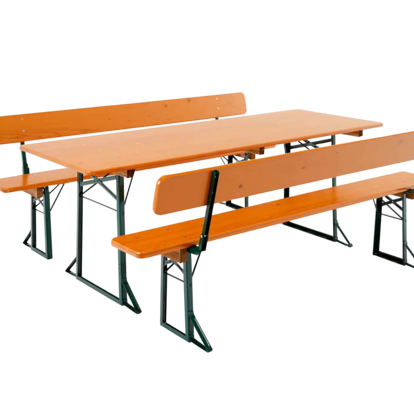 Beer table set with an 80 cm wide beer table and 2 beer benches with backrests.