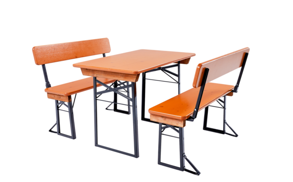 Short beer table set for the balcony consisting of a beer table and 2 beer benches with backrest.
