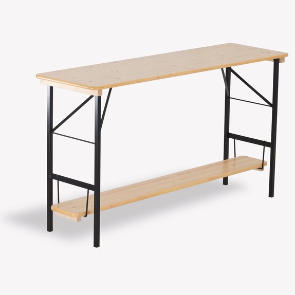 Beer table as bar table with foot rest. 