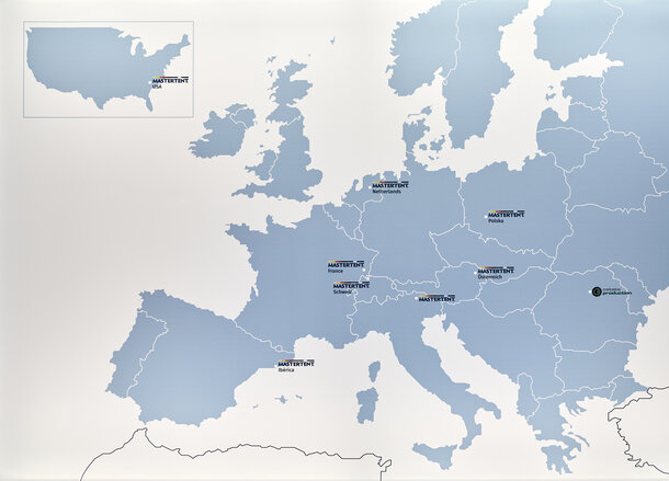 Weltkarte mit allen Standorten der MASTERTENT Vertriebspartner