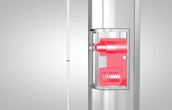 Sistema a pioli brevettato con molle e guide in plastica - integrato nella gamba telescopica del gazebo pieghevole.