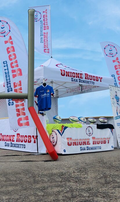 Printed promotion tent for the Unione Rugby San Benedetto.