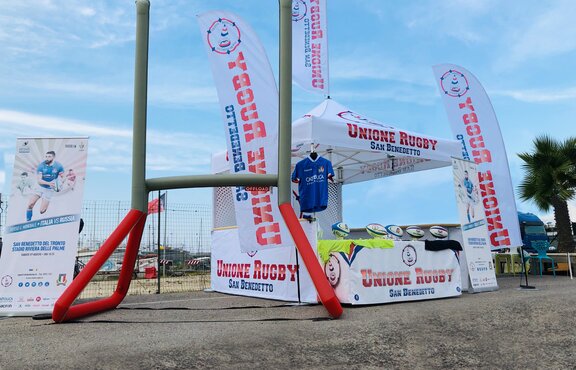 Printed promotion tent for the Unione Rugby San Benedetto.