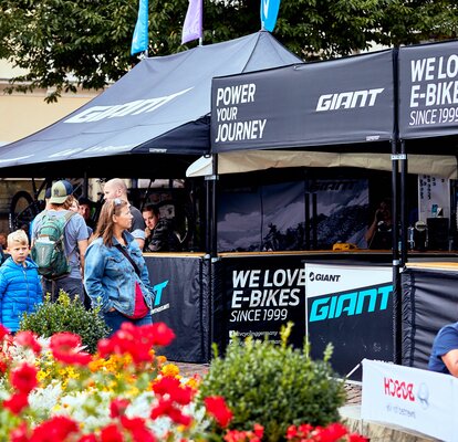 Promotion tents 3x3 m and 6x3 m with advertising print and flags by MASTERTENT. Gazebo Square with awning and counter. 