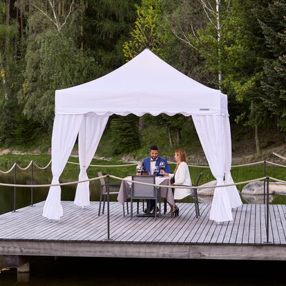 Barnum pliable professionnel 3x3 pour un dîner élégant.