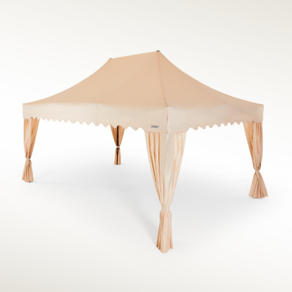 Gazebo pieghevole 6x4 m ecru Mastertent - Kit Royal ecru - gazebo elegante con frontalino ondulato e copripalo drappeggiati