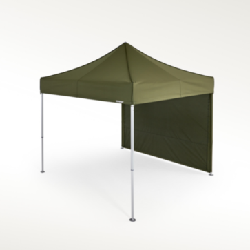 Folding gazebo 3x3 m olive green, made of eco-friendly, recycled textile with a sidewall