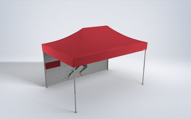 3D rendering of a 4.5 x 3 m red gazebo