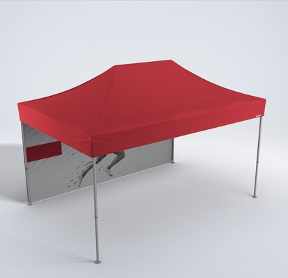 Rendering 3d di un gazebo rosso 4,5 x 3 m  stampato