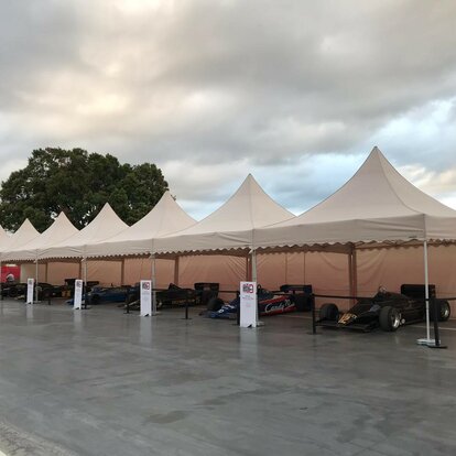 5x5m folding gazebo with beige Pagoda roof Mastertent