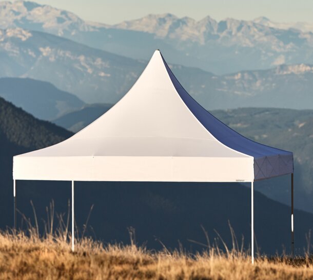 Faltpavillon 5x5m weiß mit Pagodendach