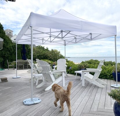Weißer Faltpavillon 6x4 m für Terrasse