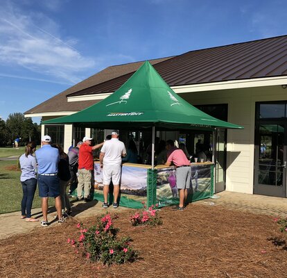 Information tent with awning 