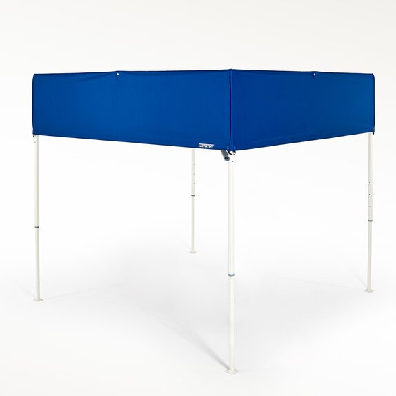 Blauer Faltpavillon 3x3 m mit Flachdach. Es handelt sich um das Modell Square von MASTERTENT.