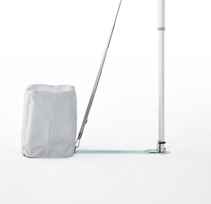 Pesas de de cemento para carpas plegables con funda de poliéster personalizable, soporte de hierro antideslizante y correa tensora.