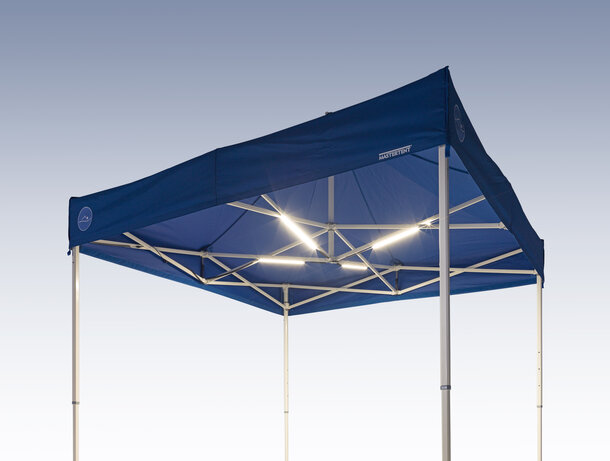 The LED gazebo lighting is fixed at the gazebo structure. 