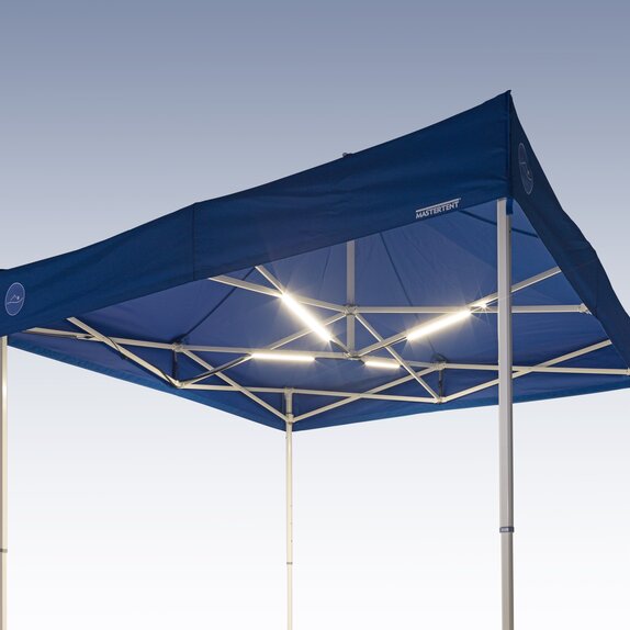 The LED gazebo lighting is fixed at the gazebo structure. 