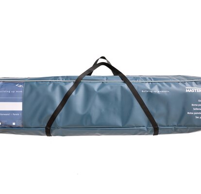 blue mastertent side wall bag made of robust PVC with side window and  carrying straps